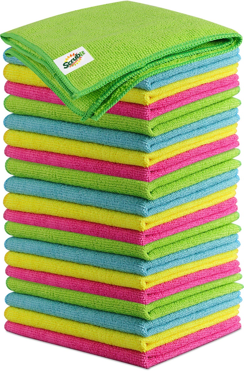 SCRUBIT Microfiber Cleaning Cloth Lint Free Towels for House, Kitchen, Cars, Windows -Ultra Absorbent and Super Soft Wash Cloths (24 Pack) - Image 1